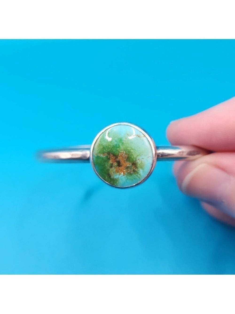 Turquoise Stone Sterling Silver Cuff - Picture 3 of 6